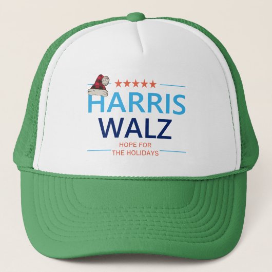 Harris Walz 2024 Kersthoop voor de Feestdagen Trucker Pet (Voorkant)
