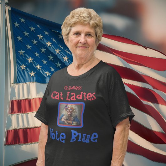 Harris Walz 2024 Kinderloze Kat Dames Stem Blauw T-shirt