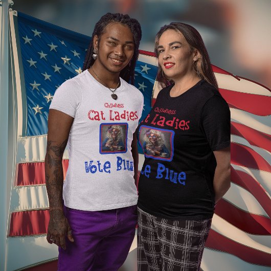 Harris Walz 2024 Kinderloze Kat Dames Stem Blauw T-shirt