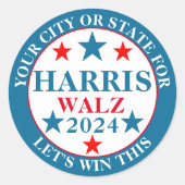 Harris Walz 2024 laat deze aangepaste verkiezing w Ronde Sticker (Voorkant)