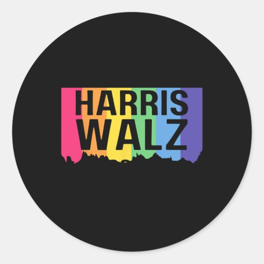 Harris Walz 2024 LGBTQ Gay Pride Rainbow Kamala Ha Ronde Sticker (Voorkant)