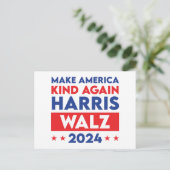 Harris Walz 2024 maakt Amerika weer vriendelijk Briefkaart (Staand voorkant)