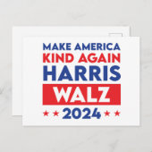 Harris Walz 2024 maakt Amerika weer vriendelijk Briefkaart (Voorkant / Achterkant)