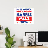 Harris Walz 2024 maakt Amerika weer vriendelijk Poster (Thuiskantoor)