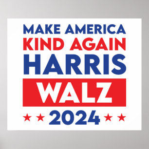 Harris Walz 2024 maakt Amerika weer vriendelijk Poster