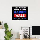Harris Walz 2024 maakt Amerika weer vriendelijk Poster (Thuiskantoor)