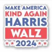 Harris Walz 2024 maakt Amerika weer vriendelijk Sticker (Voorkant)