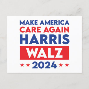 Harris Walz 2024 Make America Care opnieuw Briefkaart