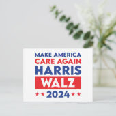 Harris Walz 2024 Make America Care opnieuw Briefkaart (Staand voorkant)