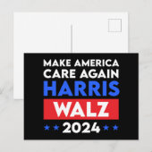 Harris Walz 2024 Make America Care opnieuw Briefkaart (Voorkant / Achterkant)