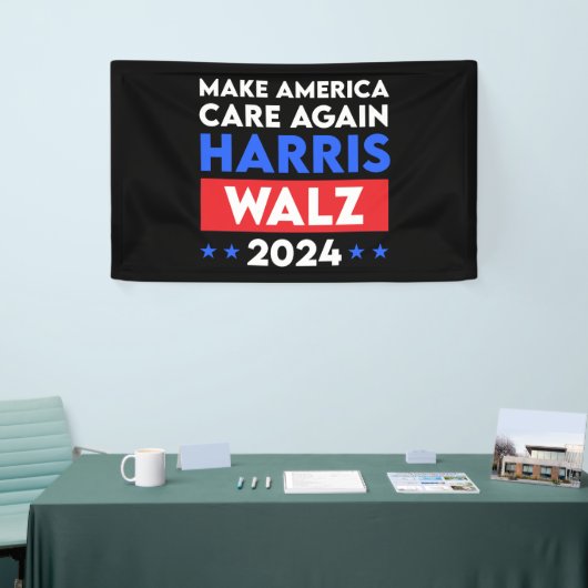 Harris Walz 2024 Make America Care opnieuw Spandoek (Beurs)