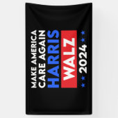 Harris Walz 2024 Make America Care opnieuw Spandoek (Verticaal)