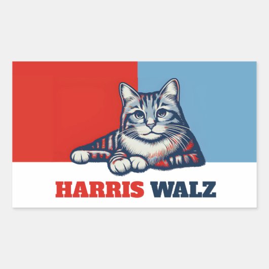 Harris Walz 2024, natuurlijk Cat Rechthoekige Sticker (Voorkant)