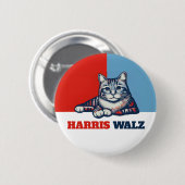 Harris Walz 2024, natuurlijk Cat Ronde Button 5,7 Cm (Voorkant /achterkant)
