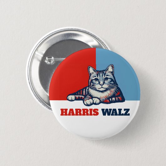 Harris Walz 2024, natuurlijk Cat Ronde Button 5,7 Cm (Voorkant /achterkant)