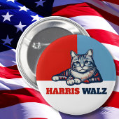 Harris Walz 2024, natuurlijk Cat Ronde Button 5,7 Cm