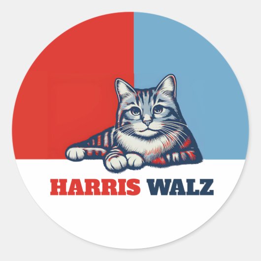 Harris Walz 2024, natuurlijk Cat Ronde Sticker (Voorkant)