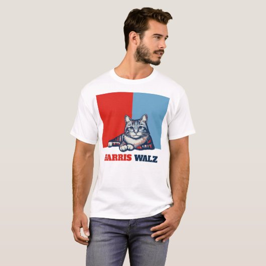 Harris Walz 2024, natuurlijk Cat T-shirt (Voorkant volledig)