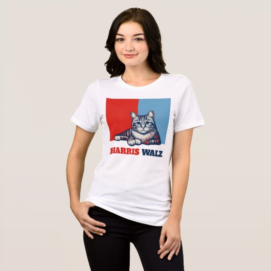 Harris Walz 2024, natuurlijk Cat Tri-Blend Shirt (Voorkant volledig)