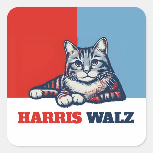 Harris Walz 2024, natuurlijk Cat Vierkante Sticker (Voorkant)