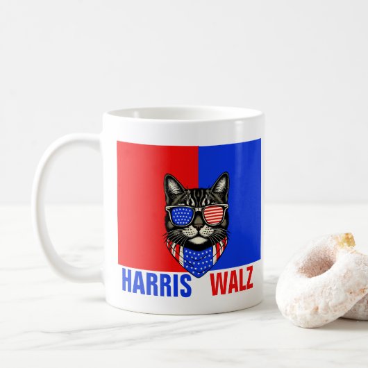 Harris Walz 2024 natuurlijk Koffiemok (Met donut)