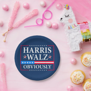 Harris Walz 2024 natuurlijk Papieren Bordje