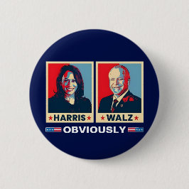 Harris Walz 2024 natuurlijk Ronde Button 5,7 Cm