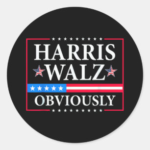 Harris Walz 2024 natuurlijk   Tim Walz Ronde Sticker