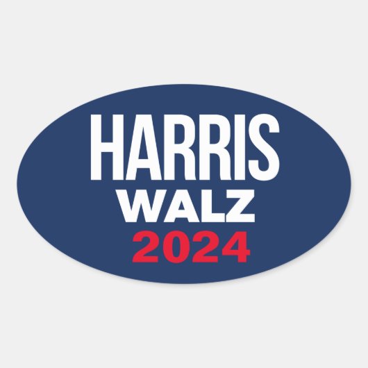 Harris Walz 2024 Ovale Sticker (Voorkant)