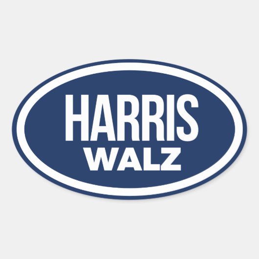 Harris Walz 2024 Ovale Sticker (Voorkant)