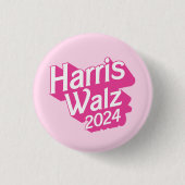 Harris Walz 2024 Pink Ronde Button 3,2 Cm (Voorkant)