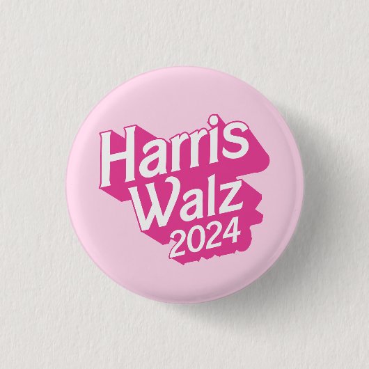 Harris Walz 2024 Pink Ronde Button 3,2 Cm (Voorkant)
