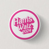 Harris Walz 2024 Pink Ronde Button 3,2 Cm (Voorkant)