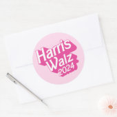 Harris Walz 2024 Pink Ronde Sticker (Envelop)