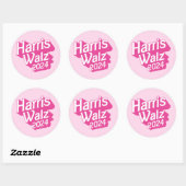 Harris Walz 2024 Pink Ronde Sticker (Vel)