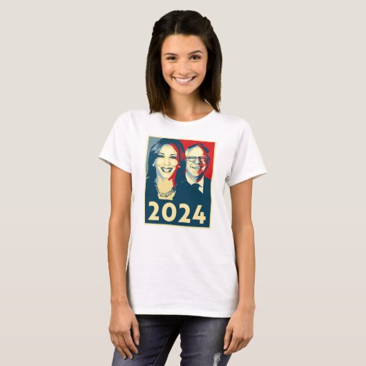 Harris Walz 2024 Poster T-shirt (Voorkant volledig)