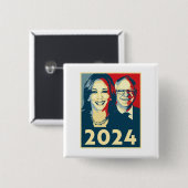 Harris Walz 2024 Poster Vierkante Button 5,1 Cm (Voorkant /achterkant)