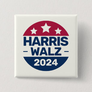 Harris Walz 2024: President Patriottisch Vierkante Button 5,1 Cm
