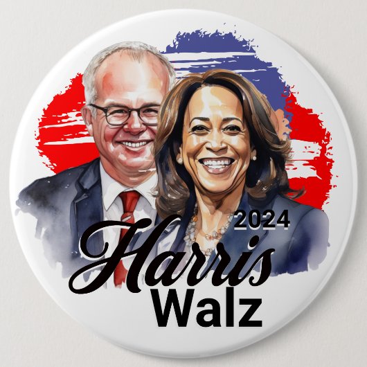 Harris Walz 2024 Presidentsverkiezingen Jumbo-Size Ronde Button 6,0 Cm (Voorkant)