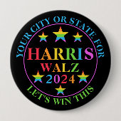 Harris Walz 2024 Pride Custom Verkiezingen Politie Ronde Button 4,0 Cm (Voorkant)