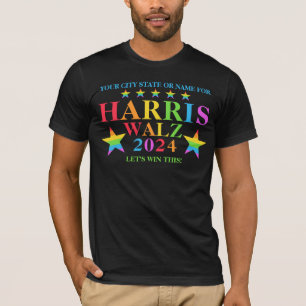 Harris Walz 2024 Pride Rainbow Stars Cool Verkiezi T-shirt