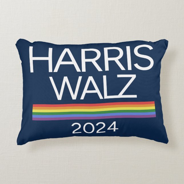 Harris Walz 2024 Rainbow LGBTQ Pride Flag Accent Kussen (Voorkant)