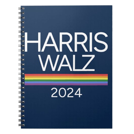 Harris Walz 2024 Rainbow LGBTQ Pride Flag Notitieboek (Voorkant)