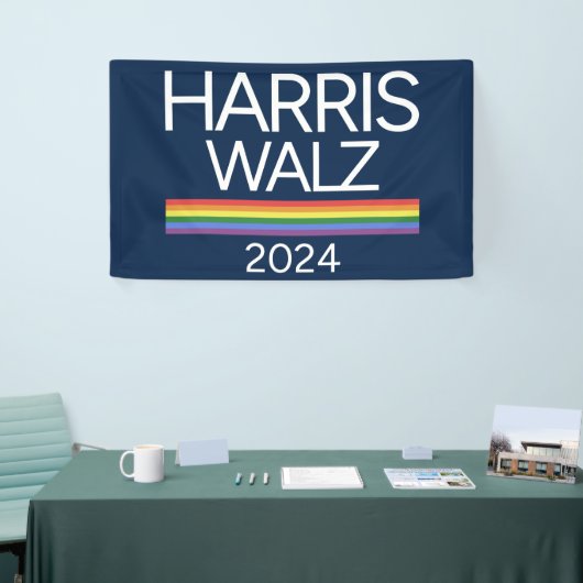 Harris Walz 2024 Rainbow LGBTQ Pride Flag Spandoek (Beurs)