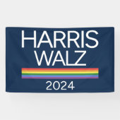 Harris Walz 2024 Rainbow LGBTQ Pride Flag Spandoek (Horizontaal)