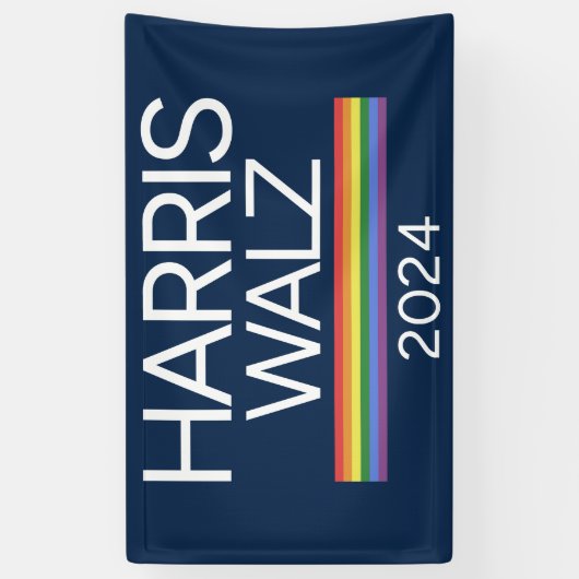 Harris Walz 2024 Rainbow LGBTQ Pride Flag Spandoek (Verticaal)