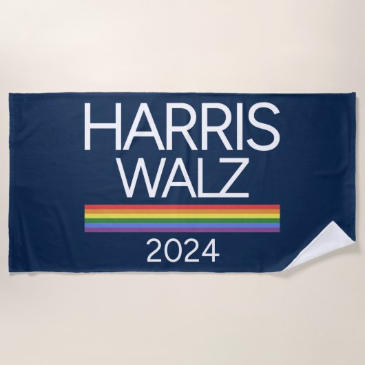Harris Walz 2024 Rainbow LGBTQ Pride Flag Strandlaken (Voorkant)
