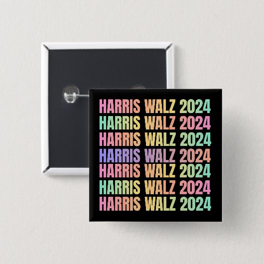 Harris Walz 2024 Rainbow Vierkante Button 5,1 Cm (Voorkant /achterkant)