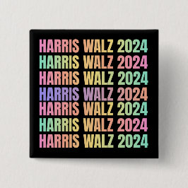 Harris Walz 2024 Rainbow Vierkante Button 5,1 Cm