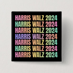 Harris Walz 2024 Rainbow Vierkante Button 5,1 Cm